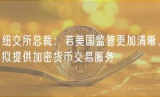 纽交所总裁：若美国监管更加清晰，拟提供加密货币交易服务